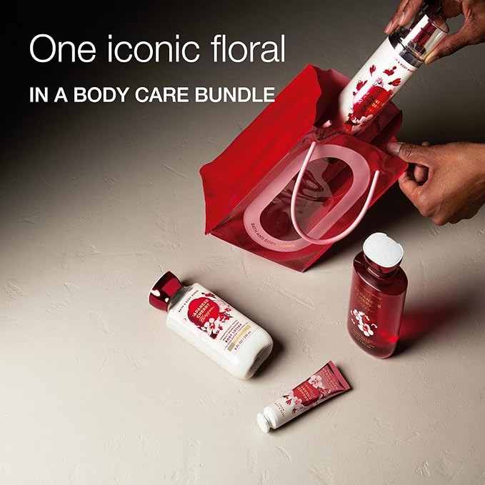 Bath & Body Works Japanese Cherry Blossom Gift Set with Body Wash, Fine Fragrance Mist, Lotion, & Hand Cream – Personal Care Collection for Gifting or Individual Use, Iconic Floral Scent - 1 Pack