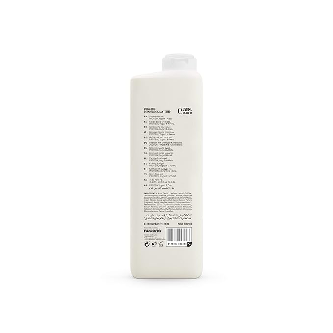 Dicora Urban Fit Shower Cream - Hydrating In Shower Body Lotion - Wet Shower Moisturizer for Sensitive Skin - Protein Yogurt and Oats Avena - 25.4 oz (Pack of 2)