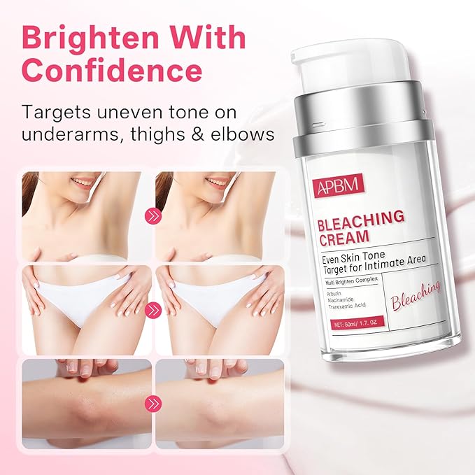 APBM Skin Lightening Cream for Intimate Area with Niacinamide, Arbutin, Tranexamic Acid and Vitamin C, Even Skin Tone for Body, Underarm, Knees, Elbows, Inner Thigh, Bikini Areas, 1.7 fl.oz