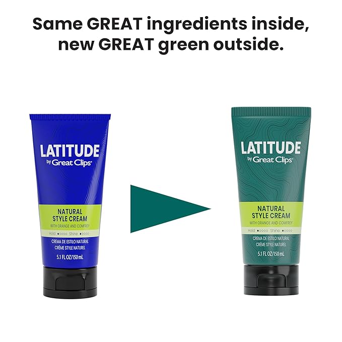 GREAT CLIPS LATITUDE Natural Style Cream | Hair Gel for Men | Low Hold + Low Shine | 5.1oz | Packaging May Vary