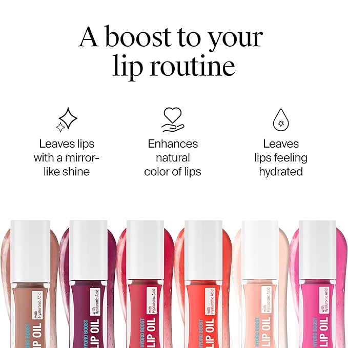 Neutrogena Hydro Boost Tinted Lip Oil with Hyaluronic Acid, Hydrating and Nourishing Lip Oil for Fuller Looking Lips, Ruby Red, .2 fl. Oz