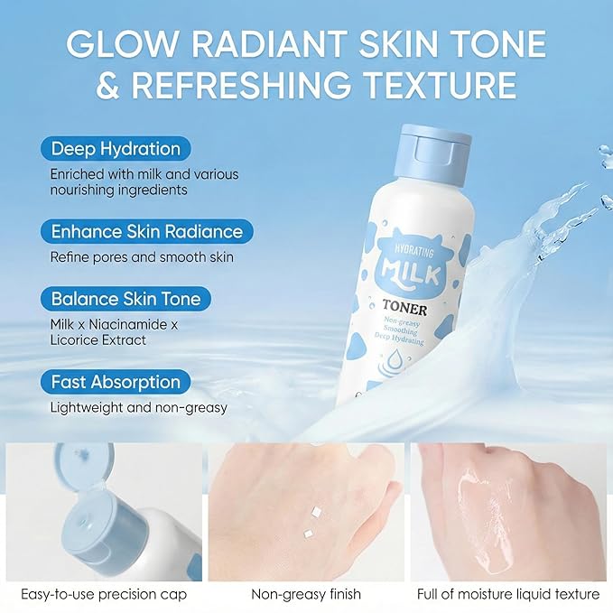 Milk Skincare Set 11-in-1 for Kids & Teens Girls, Gentle Milk Extract Face Care Kit with Cleanser, Eye Cream, Sunscreen, Toner, Serum, Face Moisturiser, Masks, Exfoliating Scrub, Makeup Bag (Set A)