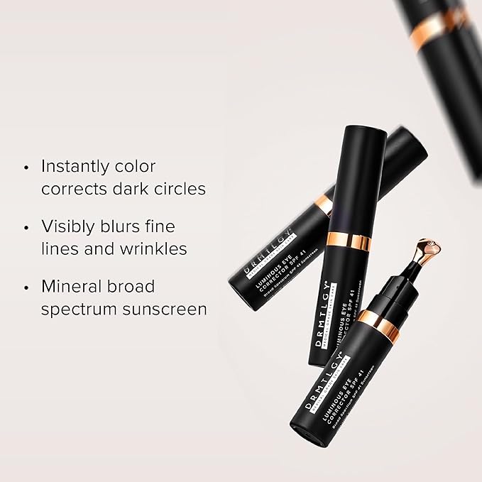 DRMTLGY Luminous Eye Corrector SPF 41 – Fair – Under Eye Color Corrector for Dark Circles – Hydrating Anti-Aging Tinted Eye Cream, Mineral Broad Spectrum Sun Protection, 0.25 fl oz / 7 mL