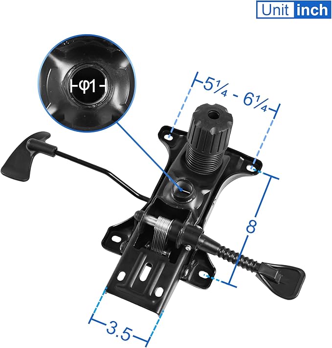 Heavy Duty with Adjustment Backrest Tilt Replacement Office Chair Swivel Tilt Control Seat Mechanism Gas Type (6×8 Hole)