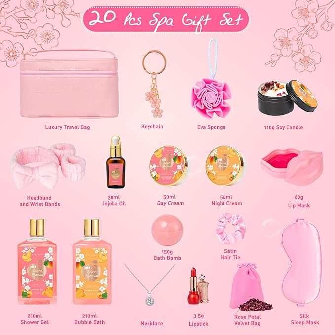 Mothers Day Gifts for Women -20Piece Luxury Bath and Body Gift Bath Gift Set for Women, Spa Gift Sets | Valentines Day, Christmas, Birthday, Anniversary, Holiday Gift for Her, Gifts for Mom