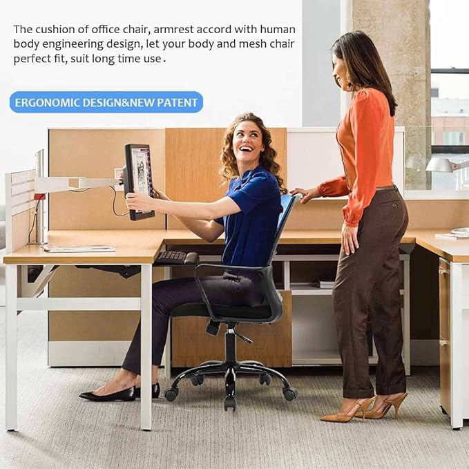 BestOffice Office Chair Desk Chair Computer Chair Swivel Rolling Executive Lumbar Support Task Mesh Chair Adjustable Stool for Women Men, Blue