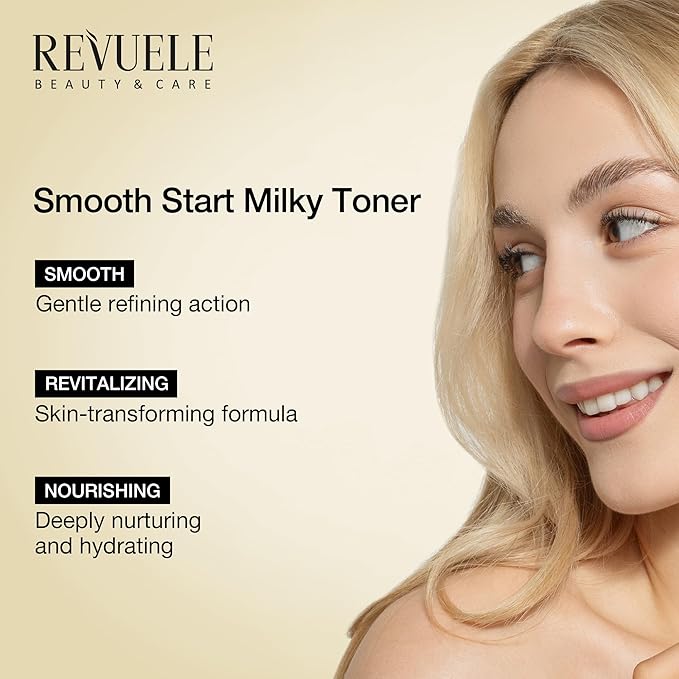 REVUELE Smooth Start Milky Toner, 6.76 fl.oz – Hydrating & Exfoliating Face Toner with Niacinamide, Yeast Ferment Extract & Squalane for Soft, Smooth, Radiant Skin
