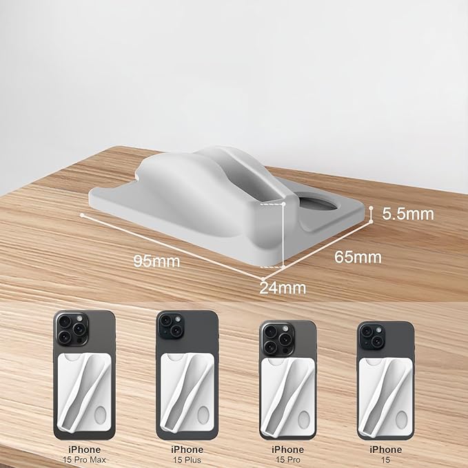 DOB SECHS Large Silicone Lip Holder with Card Holder Compatible with Summer Fridays, Tower 28, Laneige Lipstick Lip Glaze Phone Case Back Stick On Holder for iPhone and Android Smartphones,Grey