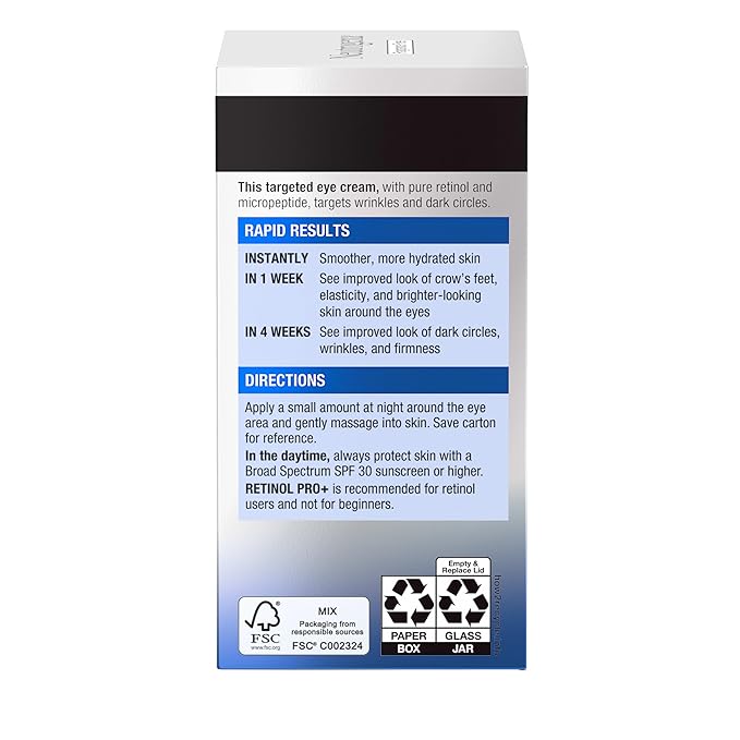 Neutrogena Rapid Wrinkle Repair Retinol Pro+ Anti-Wrinkle Eye Cream,Targeted Eye Cream for Wrinkles & Dark Circles,Formulated without Fragrance,Dyes,Phthalates,and Parabens,0.5 oz,(Pack of 2)
