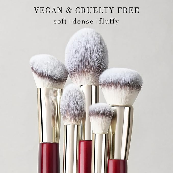 BEILI Makeup Brushes 15Pcs Professional Eyeshadow Brush Set Premium Synthetic Makeup Brushes for Liquid, Cream & Powder Eyeshadow(Red)