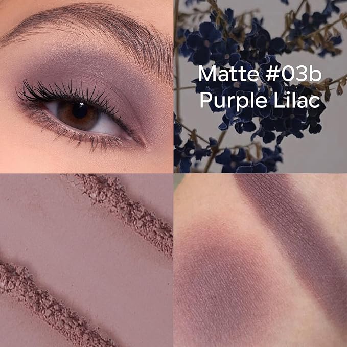 KYDA Taupe Brown Matte Eyeshadow Single, Mauve Brown Eyeshadow Compact, Ultra-fine Lightweight, Crease-proof High Pigmented Formula, Matte Mini Eyes Makeup, Purple Lilac