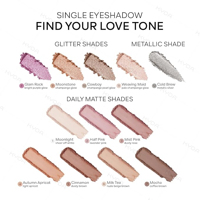 KYDA Taupe Brown Matte Eyeshadow Single, Mauve Brown Eyeshadow Compact, Ultra-fine Lightweight, Crease-proof High Pigmented Formula, Matte Mini Eyes Makeup, Purple Lilac