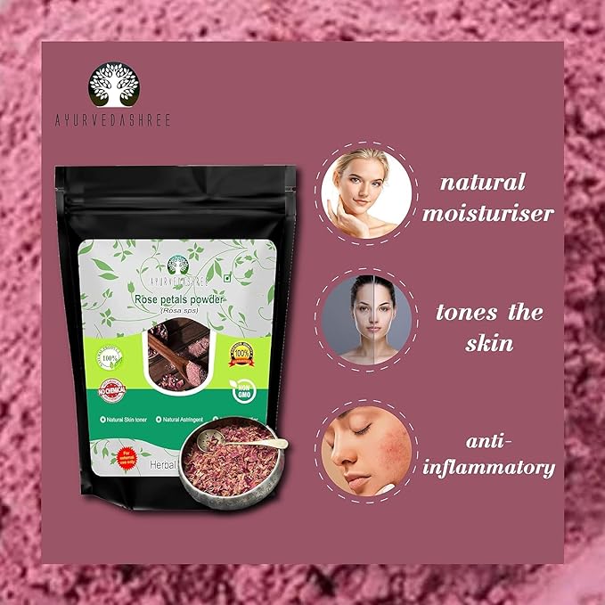 Rose Petals Powder 100 Gm | Rosa centifolia Natural Face Packs & Facial Mask Formulations | 100% Pure | Chemical-Free | Preservative-Free | No Artificial Color | Natural Skin Toner