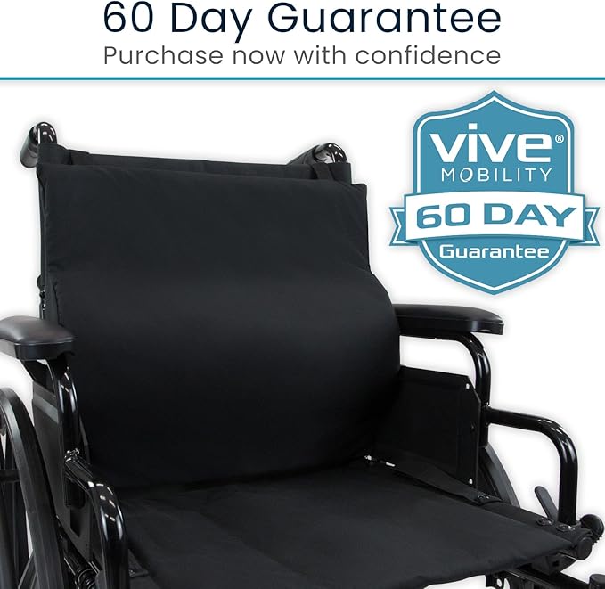 Vive Wheelchair Lumbar Support Cushion - Chair Pad for Back Pressure Relief - Memory Foam Backrest - Superior Comfort Curve -Fits Most Wheelchairs or Transport Chairs -Improves Posture (18"x17"x3")