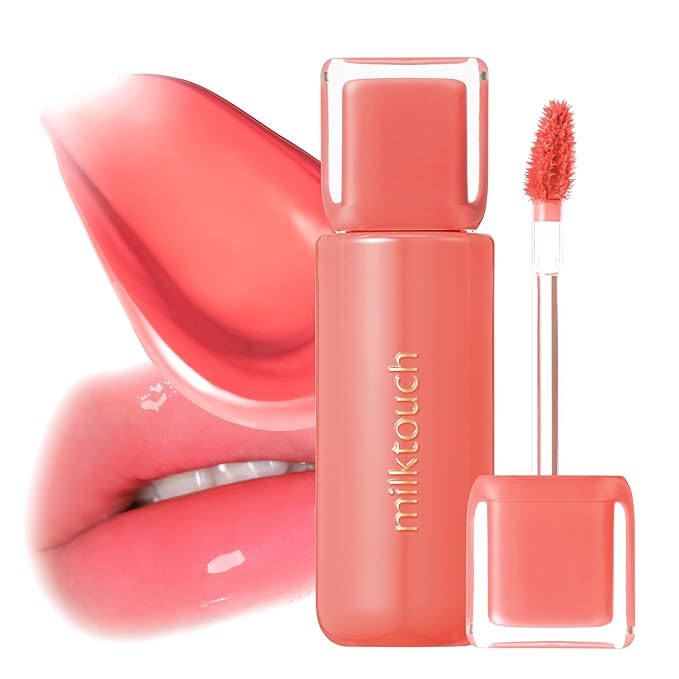MILKTOUCH Jelly Fit Lip Tint (02 Peach on Top) with Cooling Plumping Effect and Water-Based Non-Sticky Texture | Long Lasting Korean Beauty Lipstain Tinted Gloss Oil | Stocking Stuffers for Women