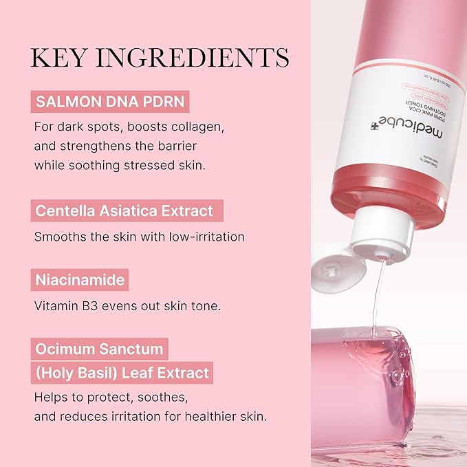 medicube PDRN Pink Trio Set: Salmon DNA PDRN Pink Peptide Serum and CICA Soothing Toner and PDRN Collagen Jelly Gel mask (4ea)