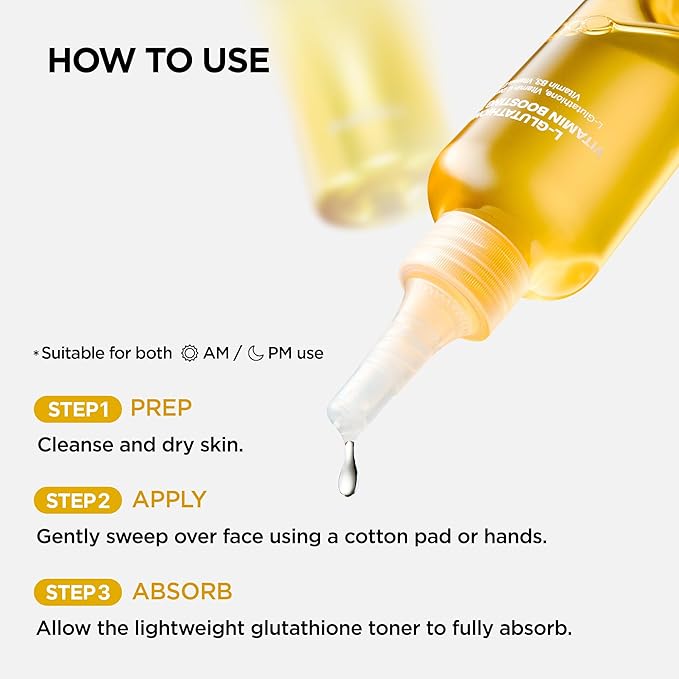 L-Glutathione Vitamin Boosting Toner infused with Niacinamide, Vitamin C, Glutathione & Tocopherol | Uneven & Dull Skin, Anti-Pigmentation Korean Skincare (10.14 fl oz / 300 ml)