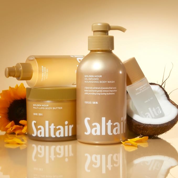 Saltair Body Wash 2-Pack – Moisturizing Body Wash with Vitamin E & Hydrating Oil Blend – Scented Shower Gel for Women and Men – Golden Hour Scent, 2x 17oz – Vegan, Cruelty-Free, Paraben-Free
