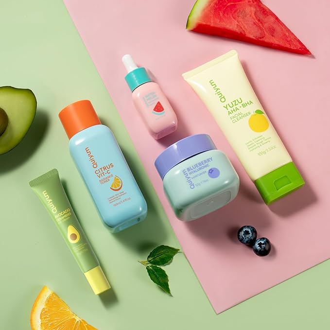 Fruit Skincare for Teens, 5 Daily Routine Beauty Skin Care Sets - Exfoliating, Smooth, Clean, Oil Control, Firm, Hydrating, Glow Up, Facial Skincare Gift Set for Girls Women, for All Skin Types