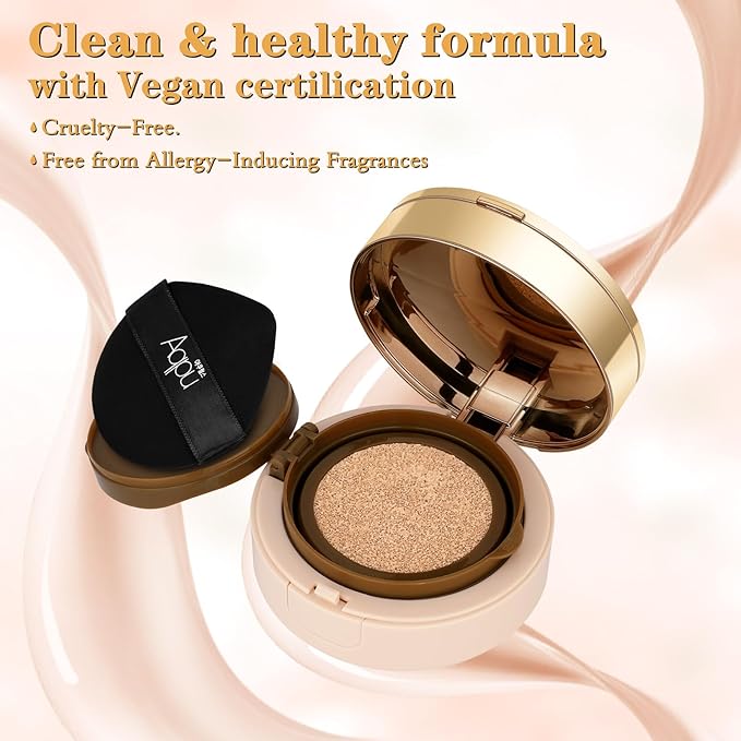 Essential Cushion Foundation, Essential Skin Nuder Cushion, 4-in-1 Triple Layer Korean Skin Care & Face Beauty Makeup, Suit for All Skin Types, (Concealer, Cushion Cream, Setting Powder), #02-NATURAL