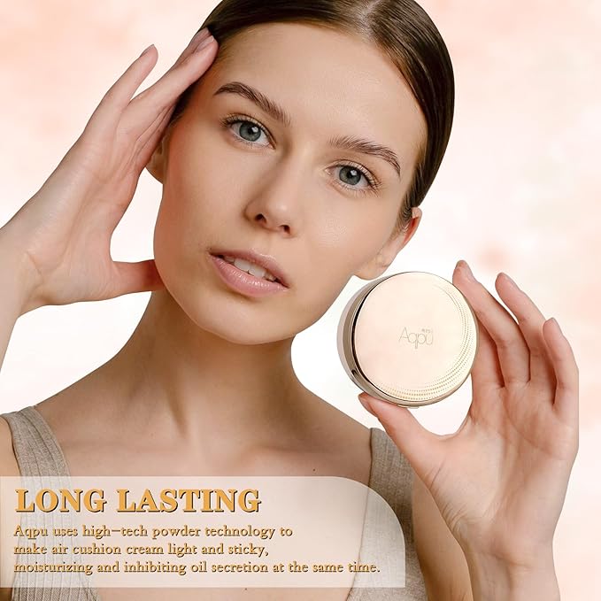 Cushion Foundation, Essential Skin Nuder Cushion, 4-in-1 Triple Layer Korean Skin Care & Face Beauty Makeup, Easy Application for All Skin Types, (Concealer, Cushion Cream, Setting Powder), #01-IVORY