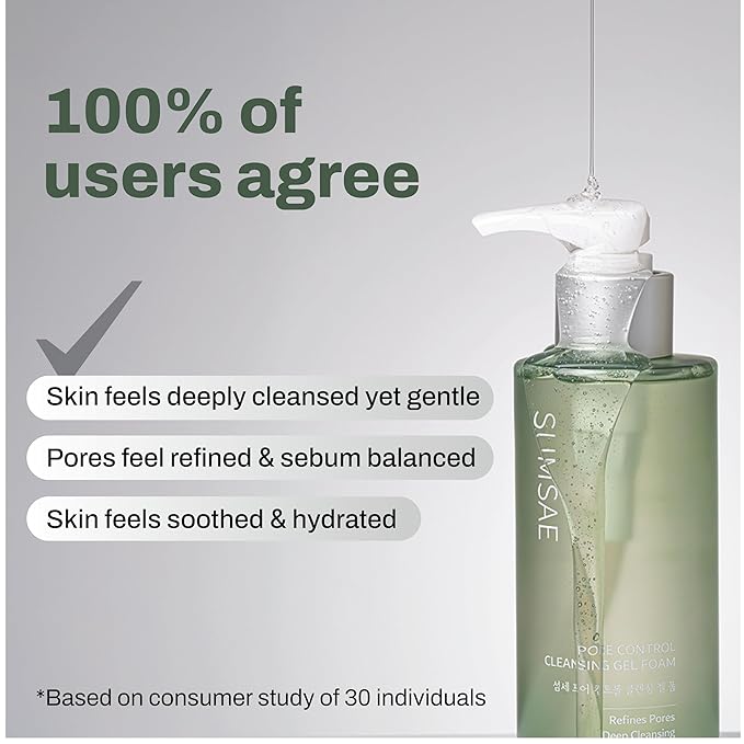 Pore Control Gel to Foam Cleanser, Deep Pore Cleansing Face Wash, Non Drying Lightweight, Soft Foam for Smooth Clear Skin, Korean Facial Cleanser with Green Tea & Niacinamide, 155ml/5.24 fl oz