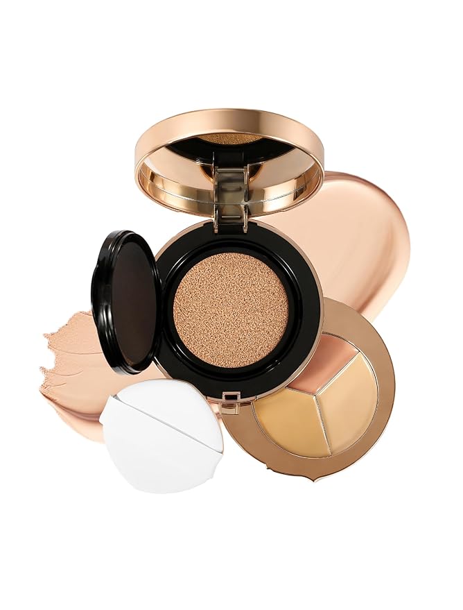 Anglicolor Air Cushion CC Cream Mushroom Head Foundation, Full Coverage Moisturizing BB Cream Makeup Long Lasting Matte Concealer-02 Light-Medium (202)