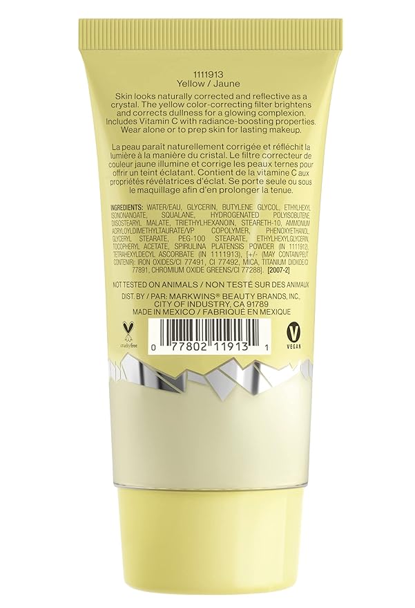 wet n wild Prime Focus Glass Skin Correct Primer, Bright Crystal Finish, Yellow (Pack of 2)
