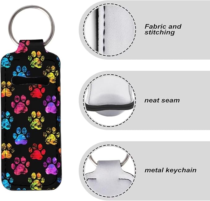 Lipstick Holder Keychain, Cute Keychains for Lip Balm Holder, Neoprene Lipstick Sleeve Pouch for Women Men Teens
