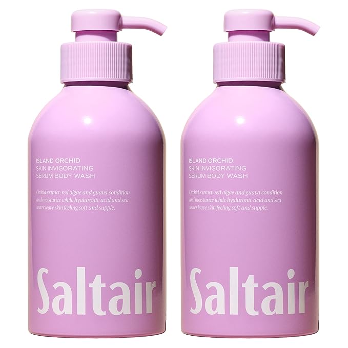 Saltair Body Wash 2-Pack – Moisturizing Body Wash with Hyaluronic Acid & Orchid Extract – Scented Shower Gel for Women and Men – Island Orchid Scent, 2x 17oz – Vegan, Cruelty-Free, Paraben-Free