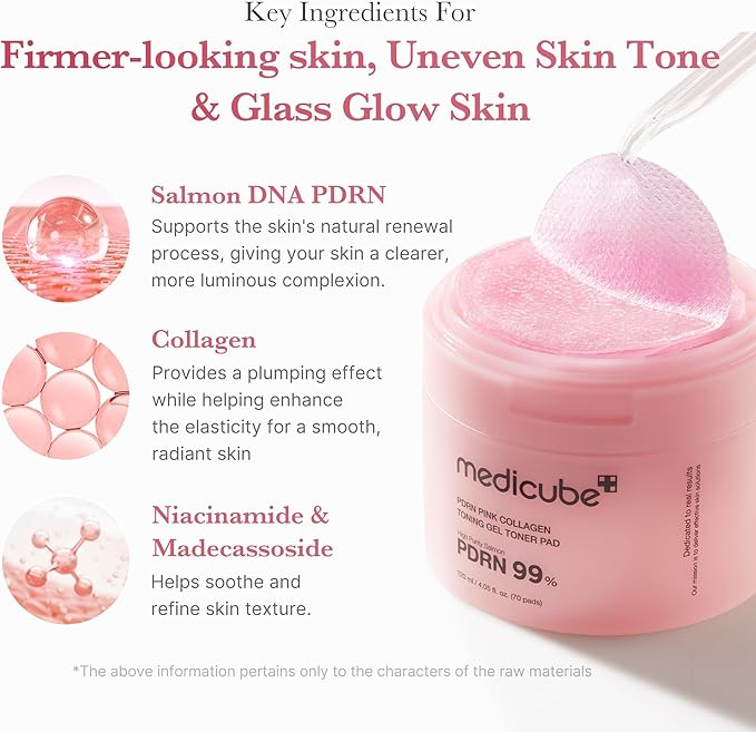 PDRN Soothing Care Duo: Salmon DNA Pink Collagen Jelly Pad and PDRN Jelly to Foam Cleanser | Gentle but Powerful Cleanser and Toner Pad for Radiant, Balanced Skin