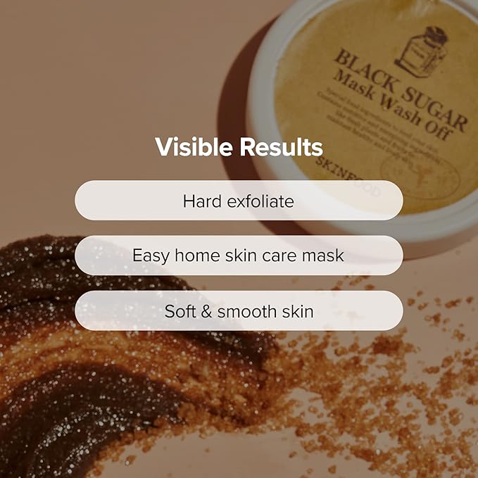 SKINFOOD Smooth & Refresh Set – Black Sugar Exfoliating Wash Off Mask and Carrot Carotene Hydrating Toner Pads for Soft, Balanced, and Radiant Skin