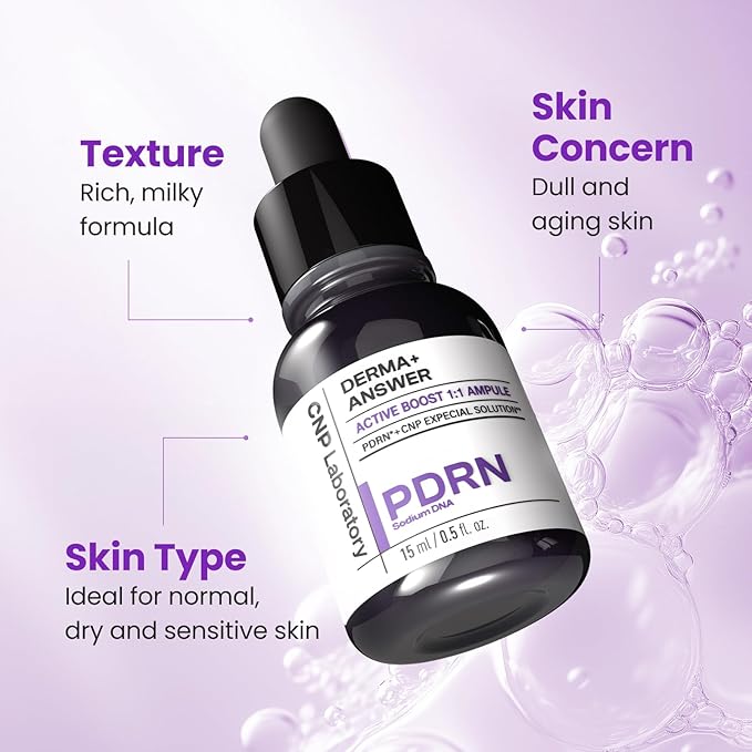 CNP PDRN Active Boost Duo - Salmon DNA Milky Toner & Serum for Face, Anti-Aging Booster, Skin Barrier Repair, Korean Skin Care