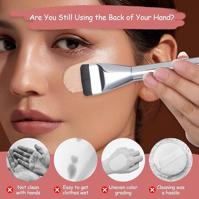 Makeup Mixing Palette Korean Set with Foundation Brush and Spatula, Professional Stainless Steel Heart Makeup Palette Reusable Beauty Tools for Facial Cosmetic,Nail Art,Pigment Blending