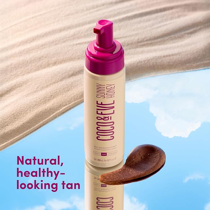 Coco & Eve Sunny Honey Bali Bronzing Self Tanner Mousse - (Medium) All Natural Sunless Tanning Mousse | Instant Self Tanning with Bronzer and Skin Moisturizer (6.7 fl oz)