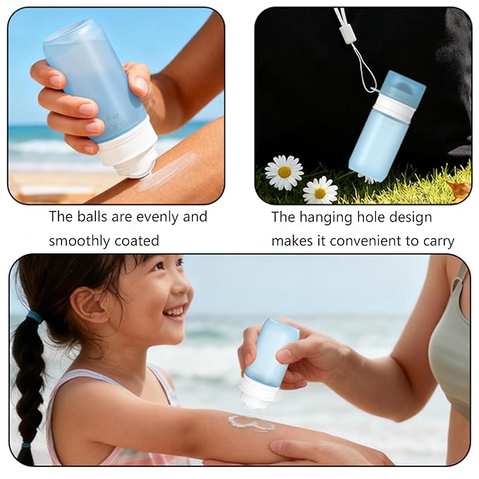 Sunscreen Applicator, Refillable Roller Ball, Sunscreen Lotion Applicator for Kids, Adults & Families, Summer and Vacation, Beach Essentials