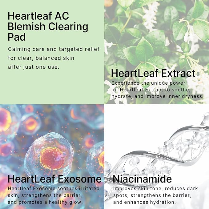 C’NEW LAB Heartleaf AC Blemish Clearing Pad (70 pads) | Blackhead & Exfoliating Facial Pads for Smooth Skin | Heartleaf Extract, Heartleaf Exosome, Allantoin, PHA, Korean Skin Care