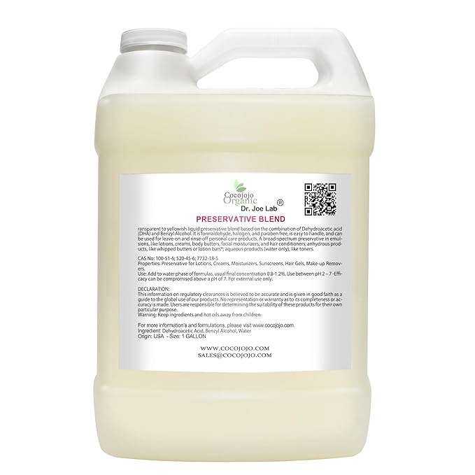 Dr Joe Lab Cosmetic Preservative Blend Dehydroacetic Acid & Benzyl Alcohol - DIY Skin Care Lotion Making Cream Makeup Remover Oil-In-Water Butter Moisturizer Wash Conditioner (128 oz)