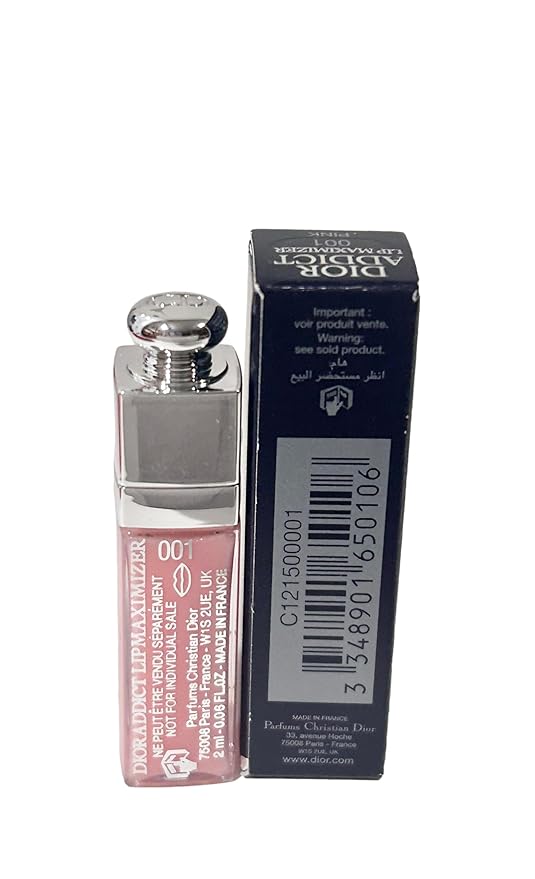 Dior Addict Lip Maximizer Lip Plumping Gloss # 001 PINK (MINI/SMALL/SAMPLE SIZE/TRAVEL SIZE) 2 ml / 0.06 fl oz- (NOTE THIS IS VERY SMALL) - 0106