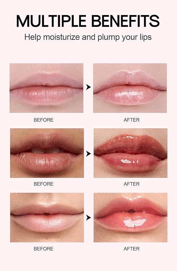 3 Colors Plump Gloss, Spicy Lip Plumping Booster Lip Glossy Lipstick, Hydrating, Volumizes, High-Shine, Fuller Mirror Lip Glaze, Plump &Pout Lip Plumper for Women Girls, Set #04,05,06