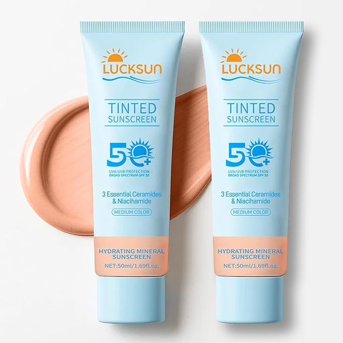 Tinted Sunscreen for Face, SPF 50 2 Pack - Face Sunscreen Lotion,UV Defense, Moisturizing, Travel Size, Medium (50ML)