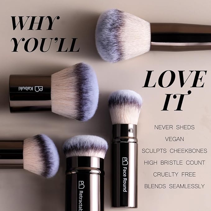 Professional Makeup Brushes BS-MALL With Travel Case - Kabuki Brush Eyeshadow Brush, Concealer Brush, Blush Brush Bronzer & Foundation Brush 20 Pcs, Labeled Daily Use & Versatile Occasions Gift Box
