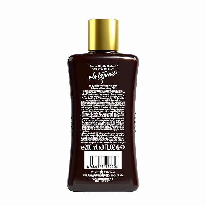 Eda Taspinar Intense Tanning Oil for Fast, Dark Outdoor Tan | Mediterranean Sun Tanning Oil | Suntan | No SPF | Golden, Long-Lasting Glow – 6.8 fl oz (200 ml)