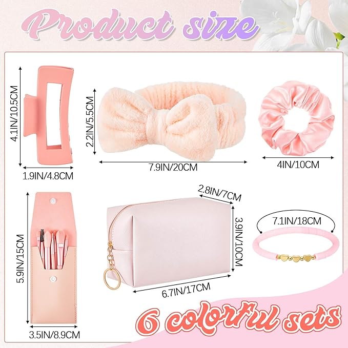 Zeyune 36 Pcs Gifts Sets Bulk for Tween Teen Women Preppy Party Favors Set Preppy Makeup Bag Hair Pin Scrunchies Headbands Bracelets Trendy Stuff Gift for Women Friend Birthday Present(Vivid Colors)
