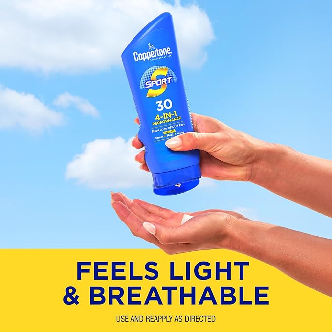 Coppertone SPORT Sunscreen SPF 30 Lotion, Water Resistant Sunscreen, Body Sunscreen Lotion, 7 Fl Oz | Lotion