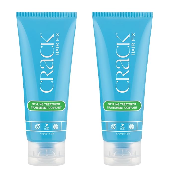 Crack HAIR FIX Trial and Travel Size Styling Creme - Multi-Tasking, Anti-Frizz, Leave-In Styling Aid With Protection from Humidity, Chlorine, Heat Treatments & Sun (.75 oz - PACK OF TWO)