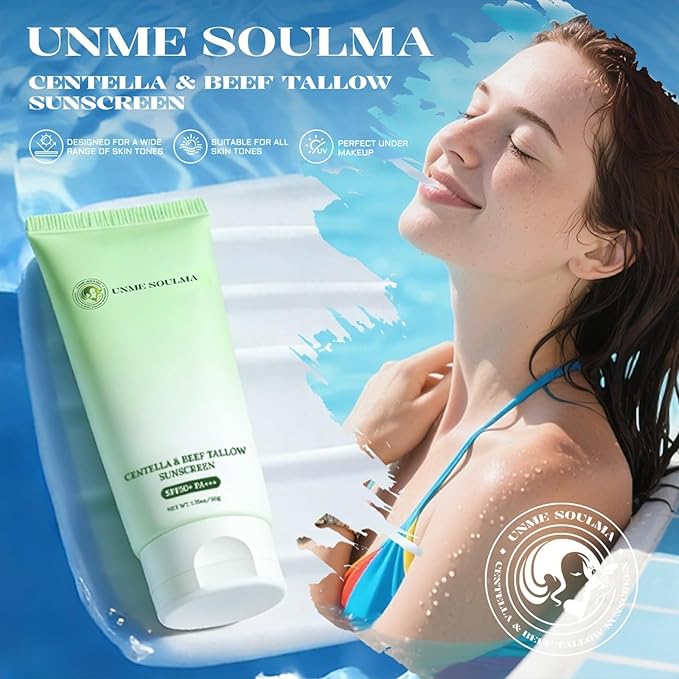 Centella Sunscreen SPF 50 | with Beef Tallow & Zinc Oxide Sun Protection, Skin Care & Moisturizing 3 in 1, Mineral Sunscreen for Face & Body, Non-Comedogenic, Vacation Travel Size (1.76oz / 50g)