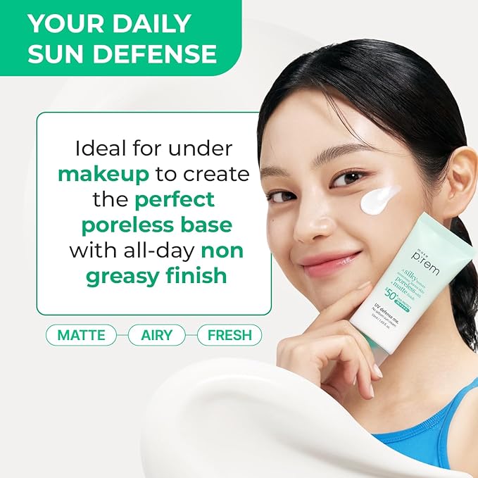 MAKE P:REM UV defense me. Matte Airy-Fit Mineral Sunscreen SPF 50, Broad Spectrum UVA/UVB Protection, Pore-Blurring Matte Finish, No Whitecast, Lightweight Daily Korean Sunscreen, 1.69 fl. oz. (50ml)