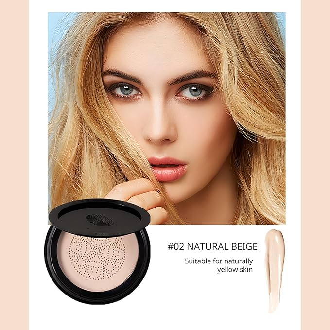 Mushroom Head Cushion Foundation - Multi-Use CC/BB Cream Tinted Moisturiser, Full Coverage Skin Tint Concealer, Long-Lasting Moisturizing Brightening Nude Glow (01# ivory white)