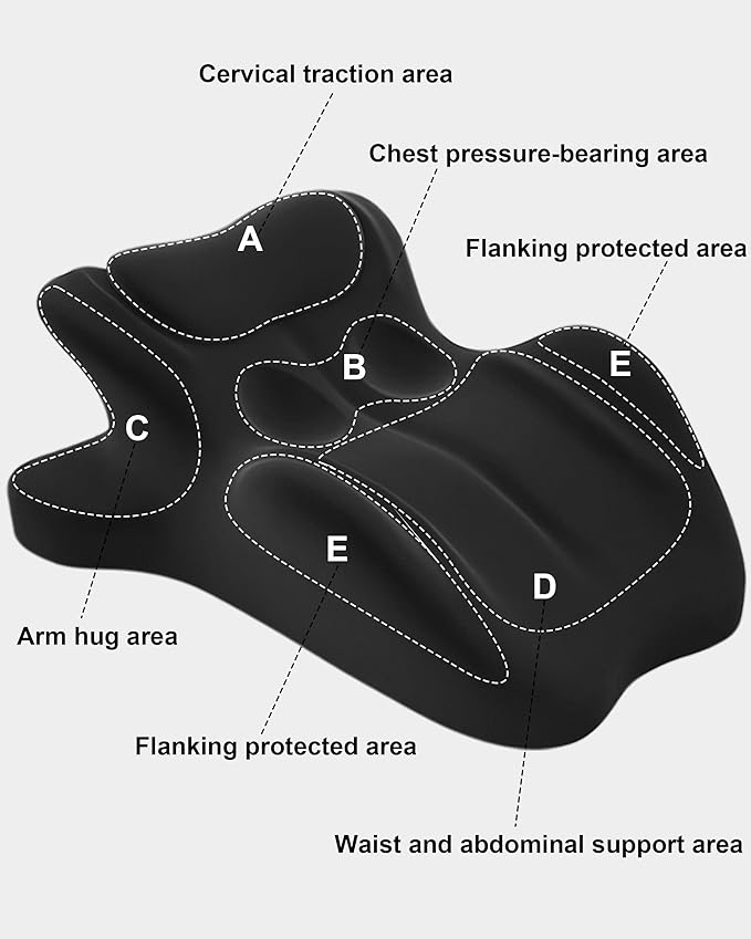 Moodie Intimacy Pillow, Chiro Monk Pillows for Couples, 27° Angle Perfect Position Ergonomic Memory Foam Wedge Pillow, Provides Waist and Neck Contoured Support (Black)